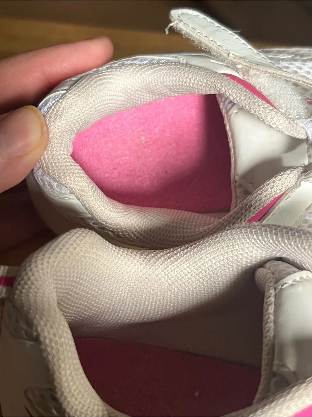 Kids White and Pink Athletic Sneakers size 12